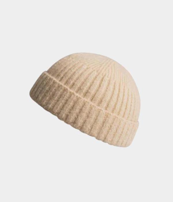 Wool Fisherman Beanie. Beige