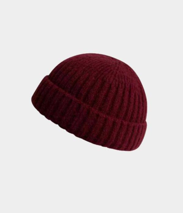 Wool Fisherman Beanie. Red