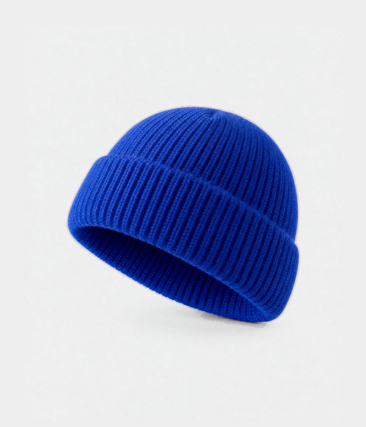 5 PANEL FISHERMAN BEANIE. ribbed knit beanie in ROYAL BLUE, front view