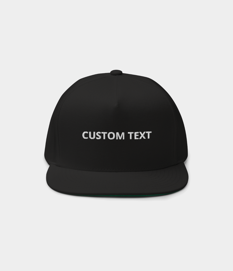 CUSTOM FLAT BILL CAP.-CAPS