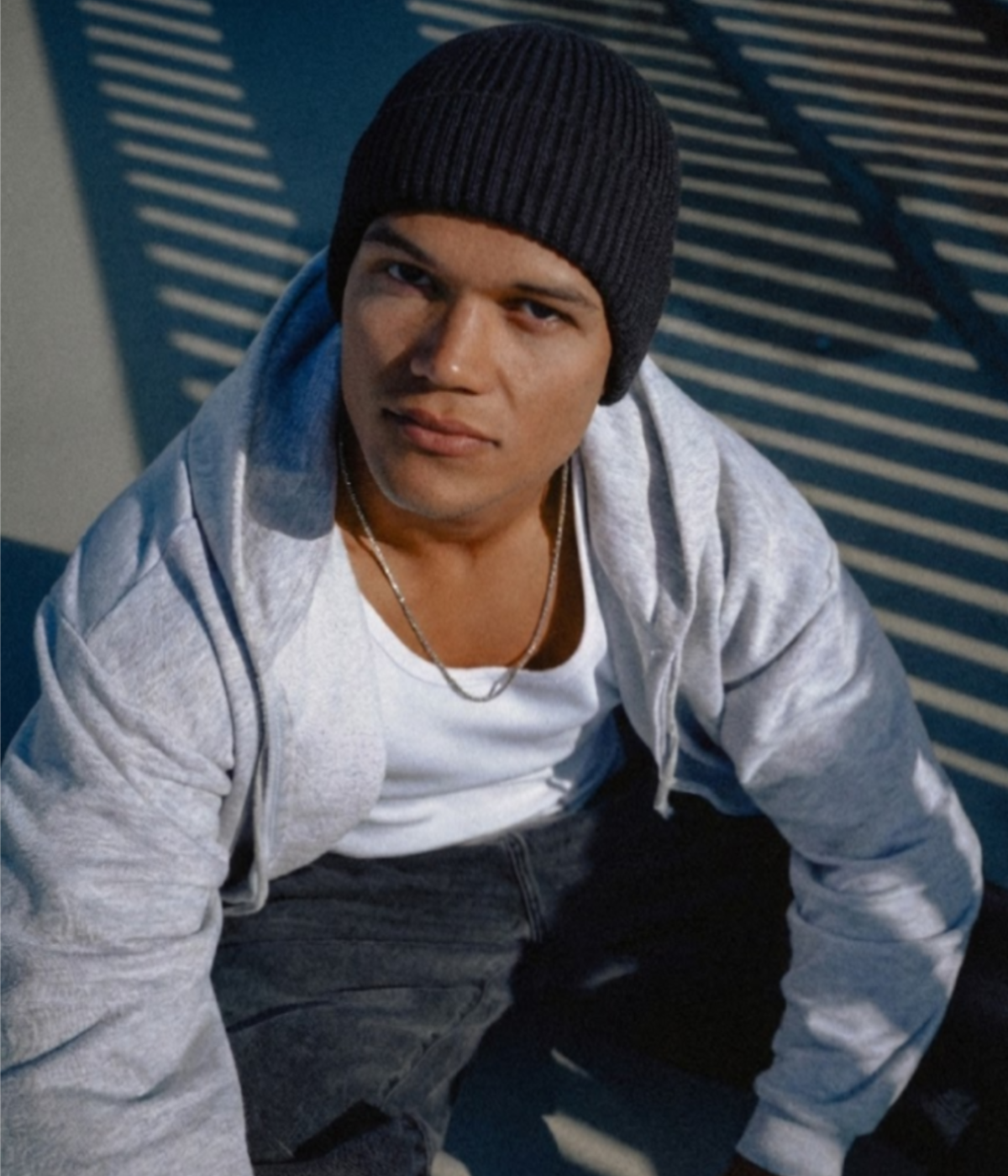 KNIT EARMUFF BEANIE.