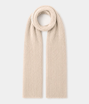 CLASSIC SCARF. knit scarf in BEIGE, front view