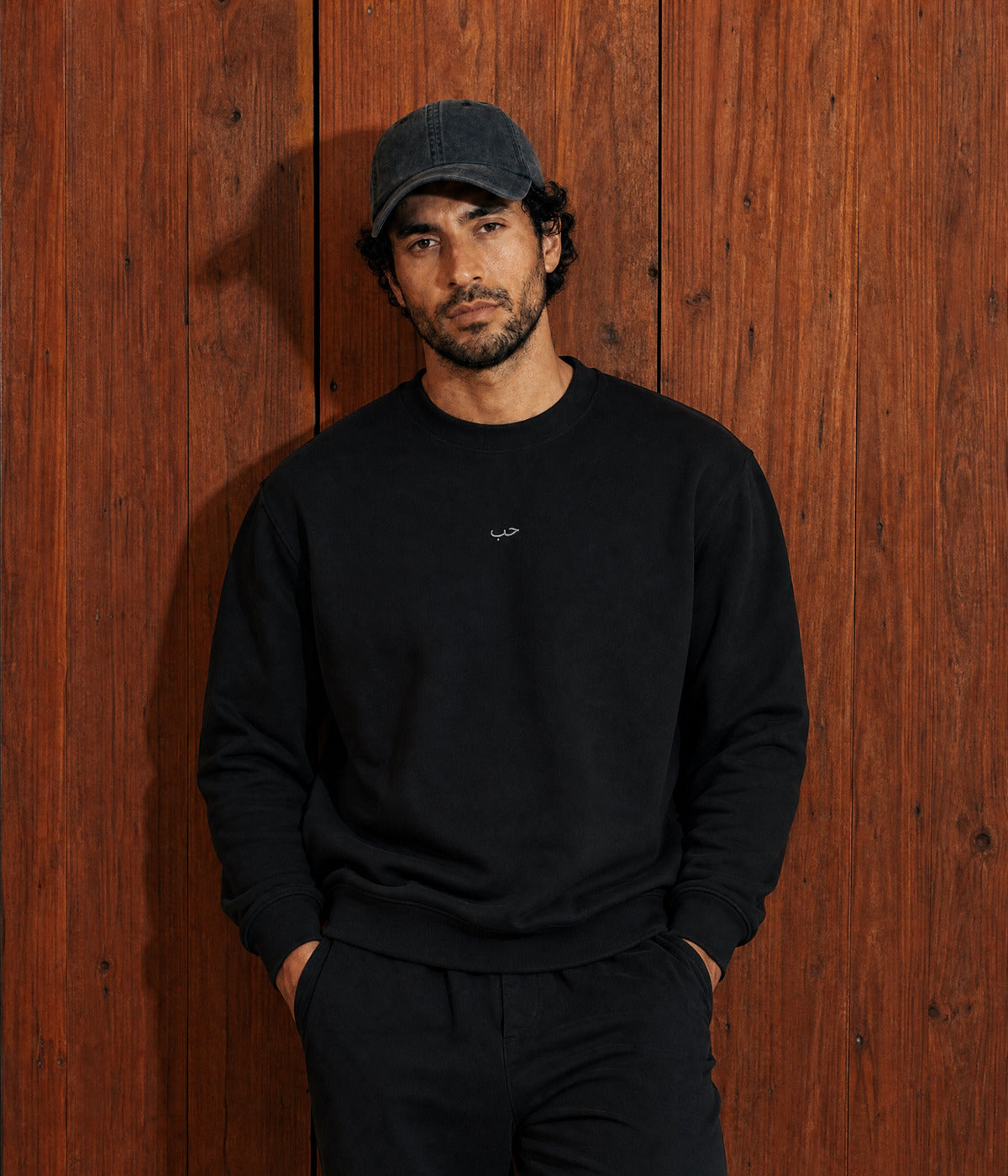 ARABIC LOVE SWEATER. on model