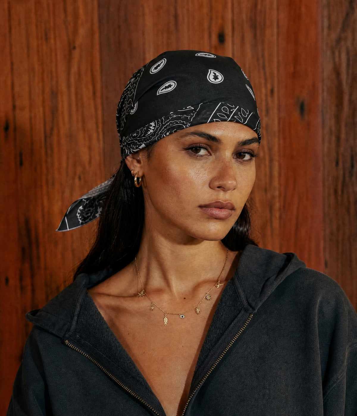 BANDANA CAP. — BLACK worn