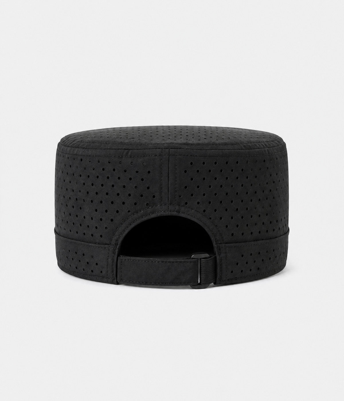 VENTED CADET. perforated cadet cap in black, back view