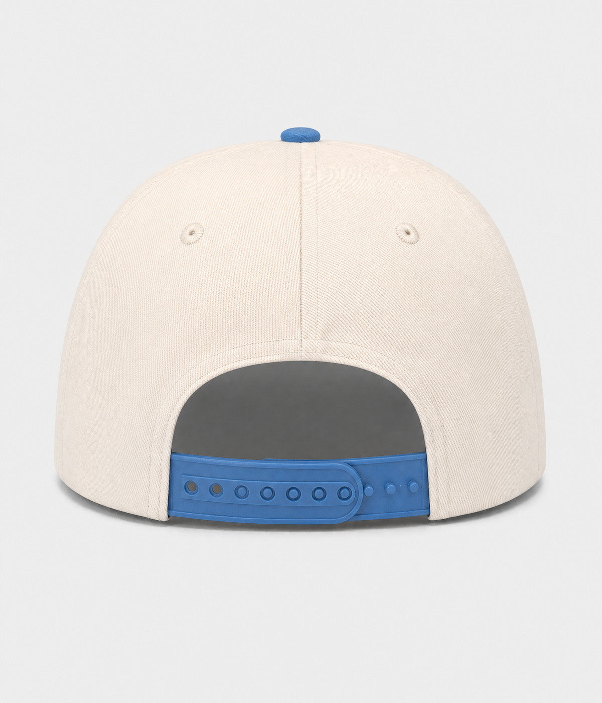 HOWDY SNAPBACK. structured cream cotton snapback cap in BLUE, back view