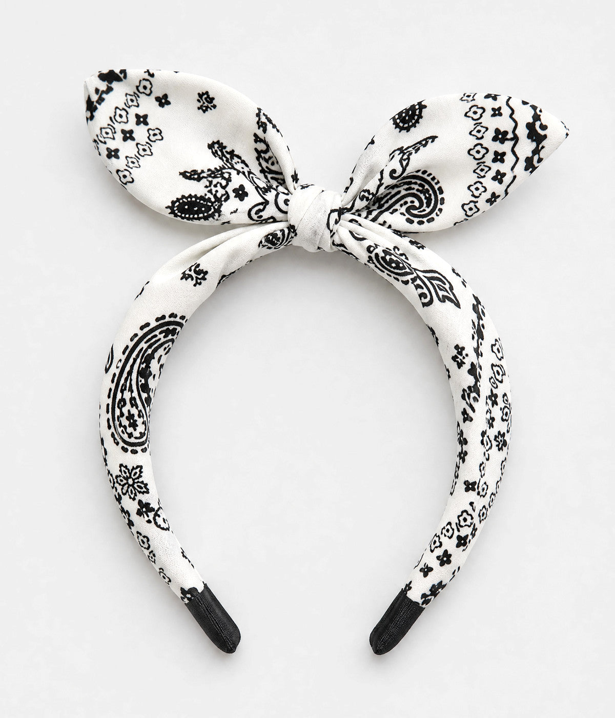 PAISLEY BOW HEADBAND. paisley bow headband in WHITE, flat-lay view