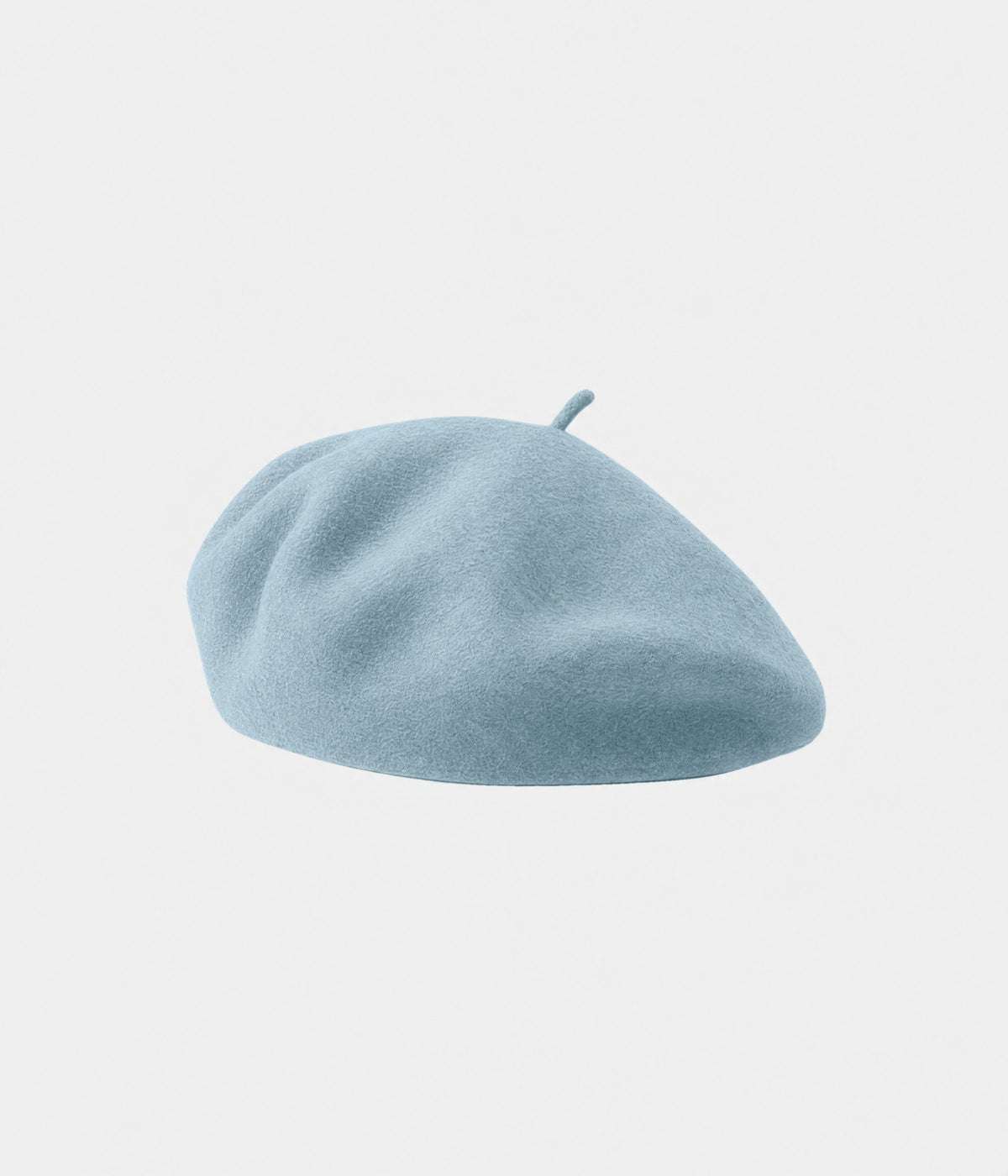 CLASSIC BERET. felt beret in baby blue, front view