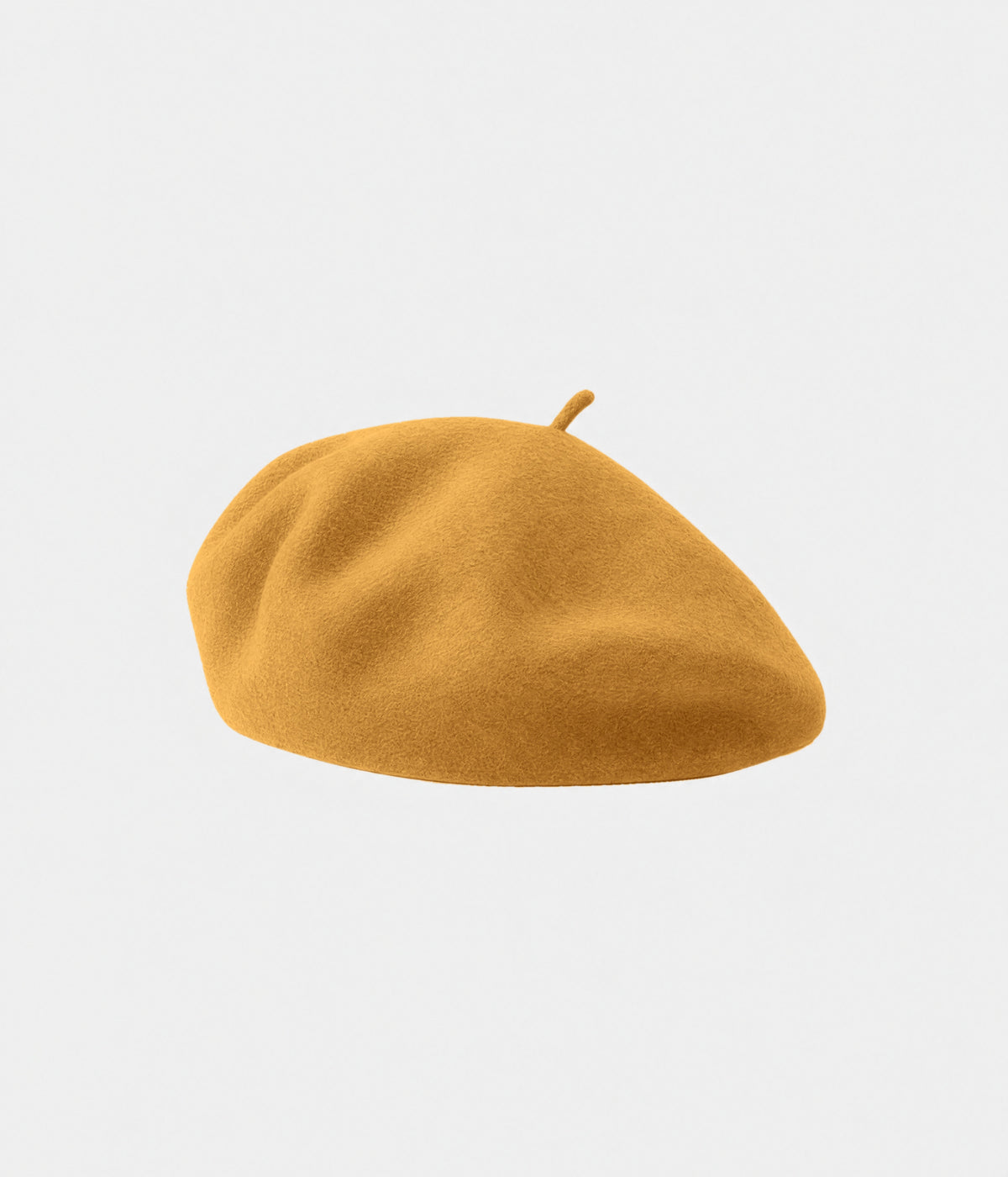 CLASSIC BERET. felt beret in mustard, front view