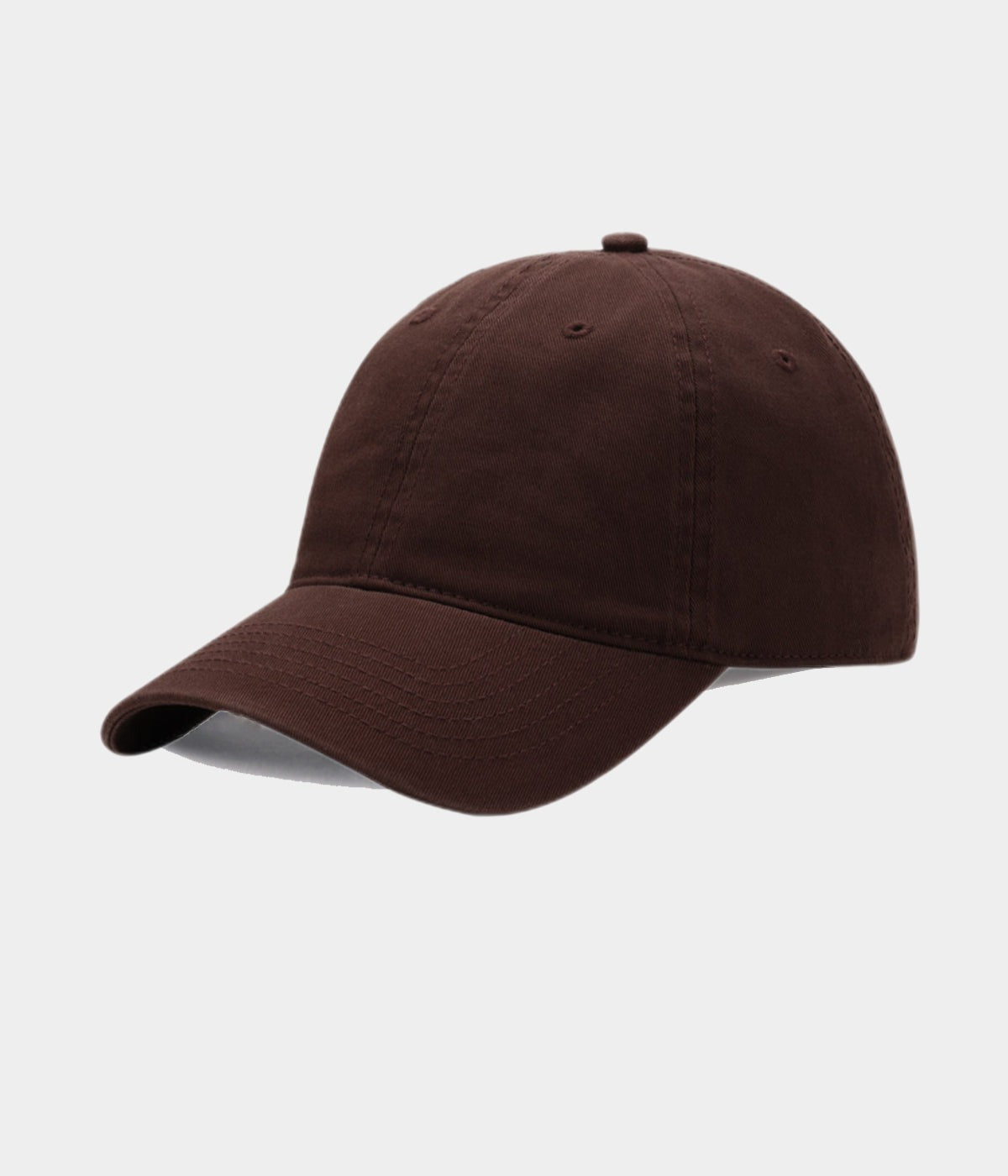 DAD CAP. cotton cap in DARK BROWN, side view