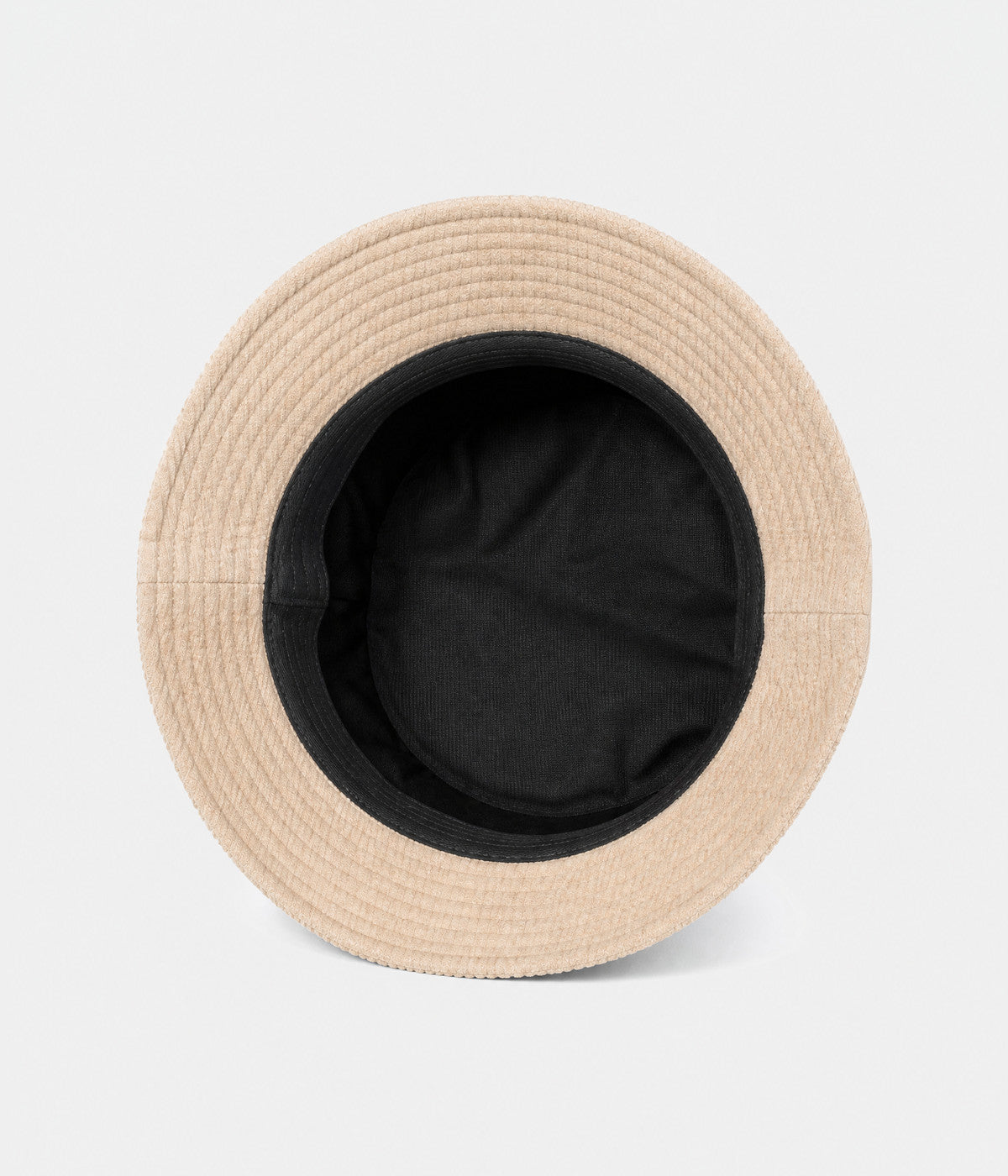 CORDUROY BLOCK BUCKET. bucket hat in GREEN / BEIGE, inside view