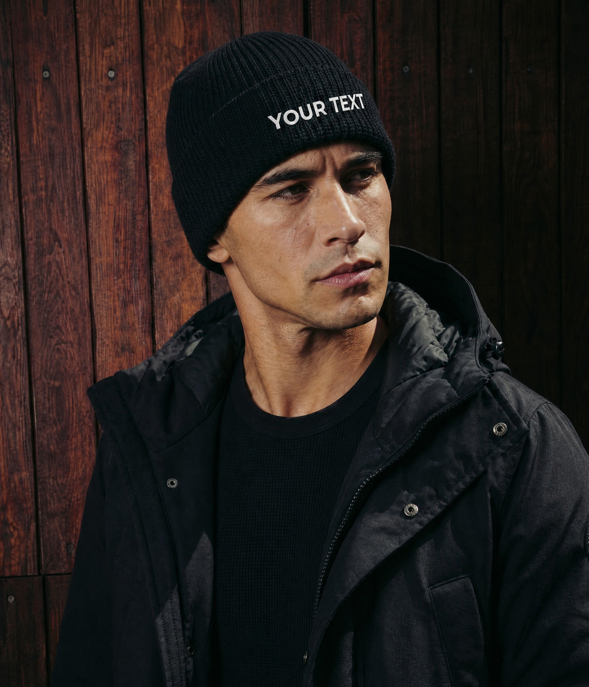 CUSTOM FISHERMAN BEANIE. — BLACK worn