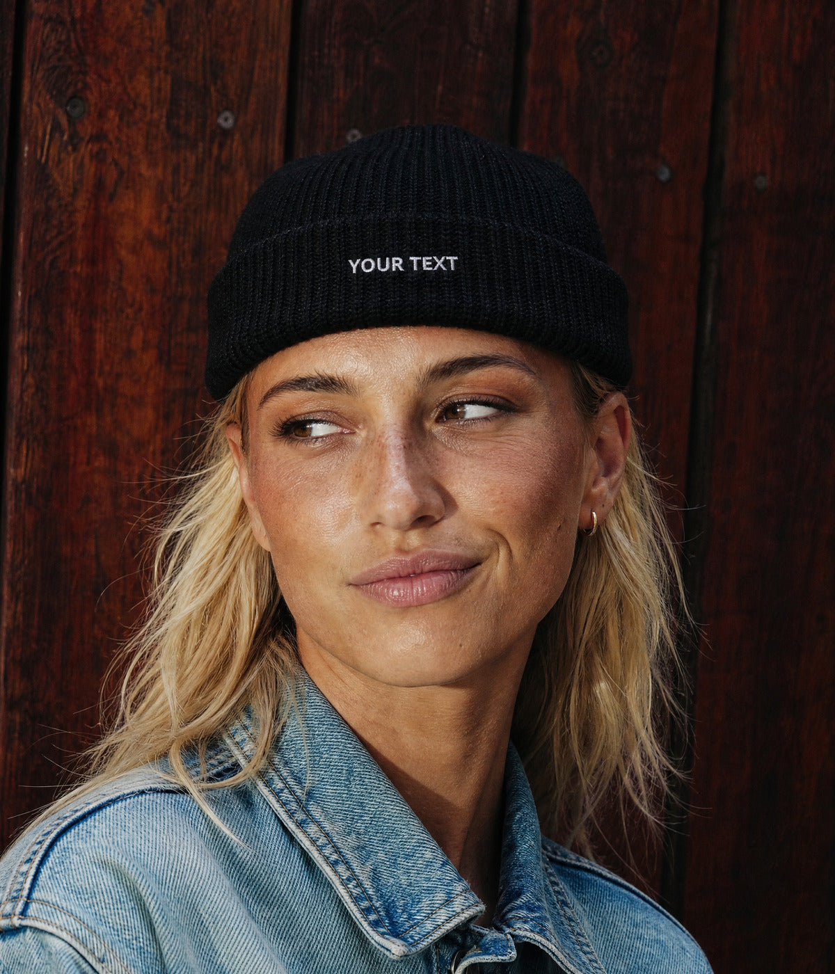 CUSTOM FISHERMAN BEANIE. — BLACK worn
