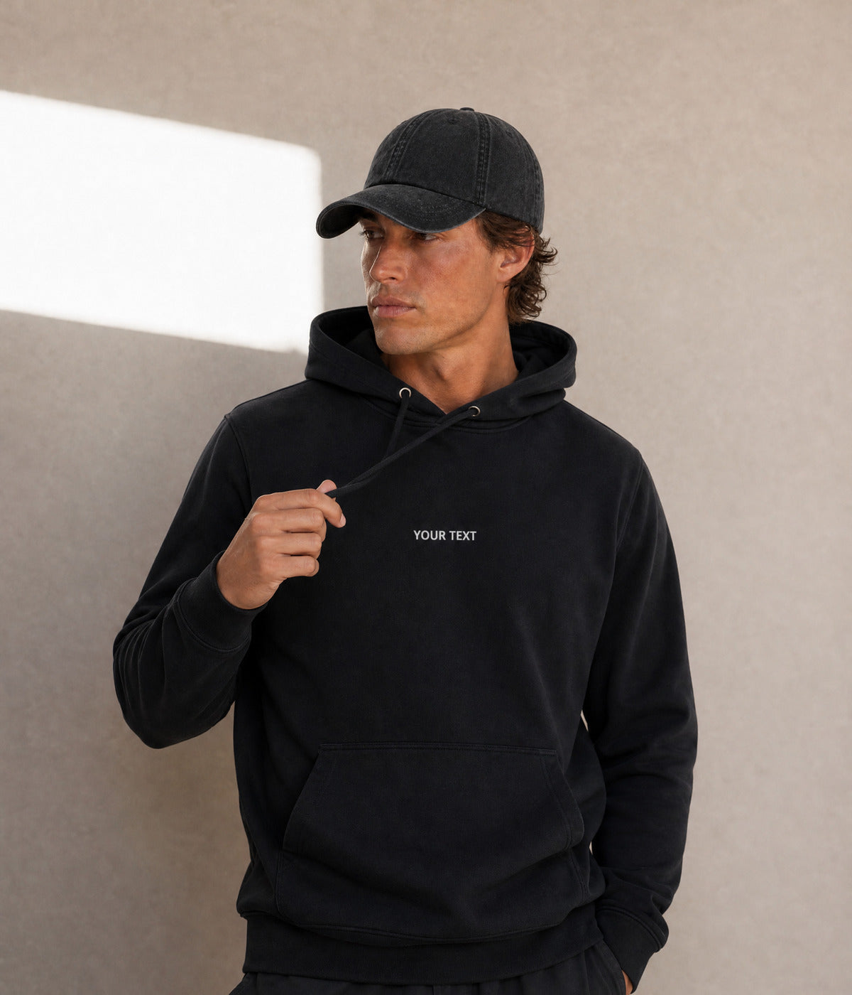 CUSTOM HOODIE. on model