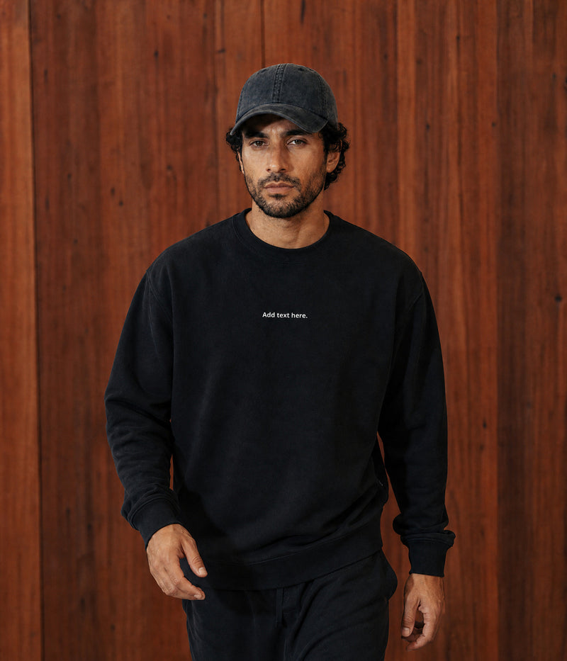 CUSTOM SWEATER. on model