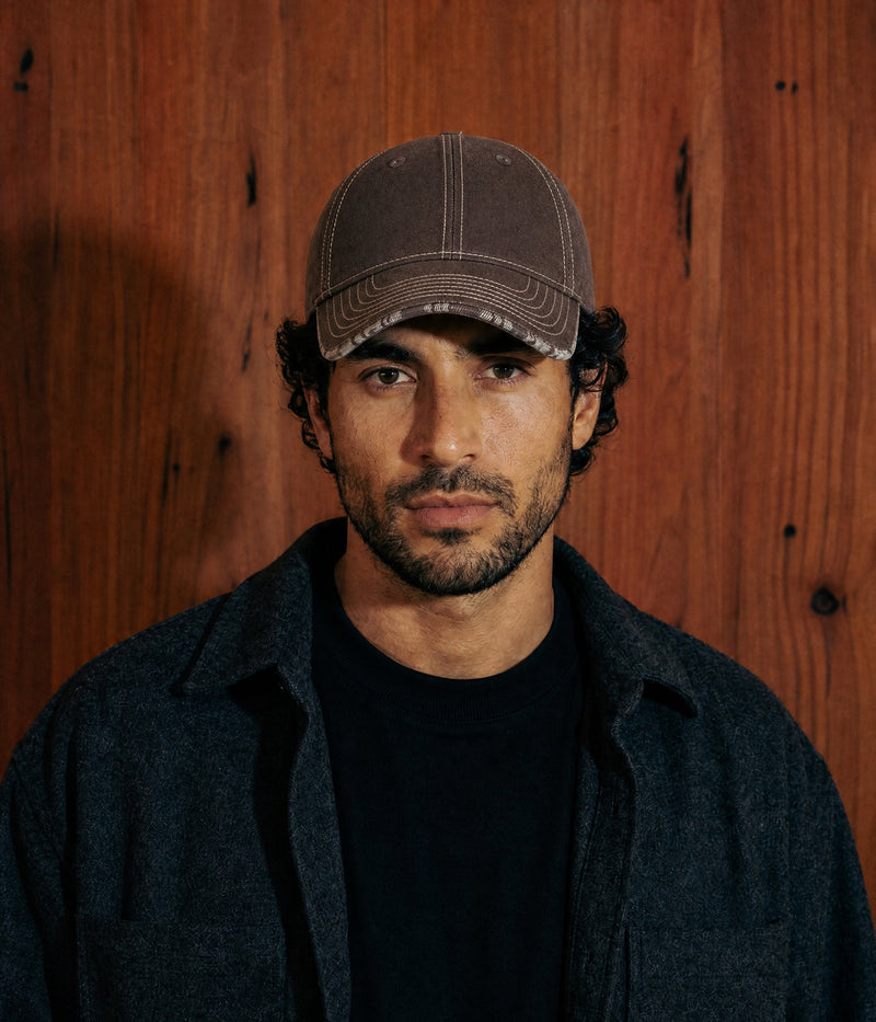 DENIM PLAID. — BROWN worn