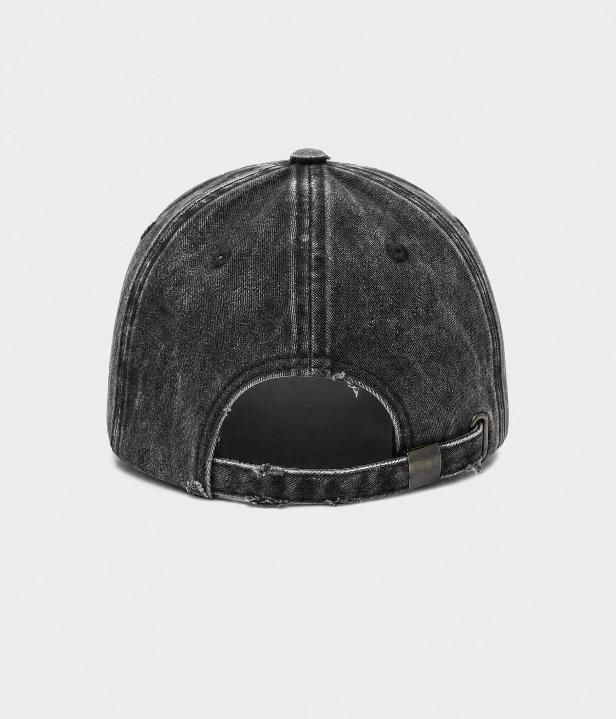 DISTRESSED. distressed cap in BLACK, back view