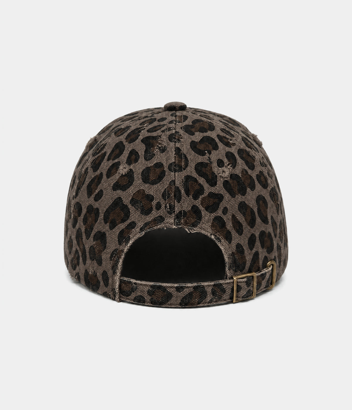 DISTRESSED LEOPARD. leopard-print cotton cap in dark gray, back view