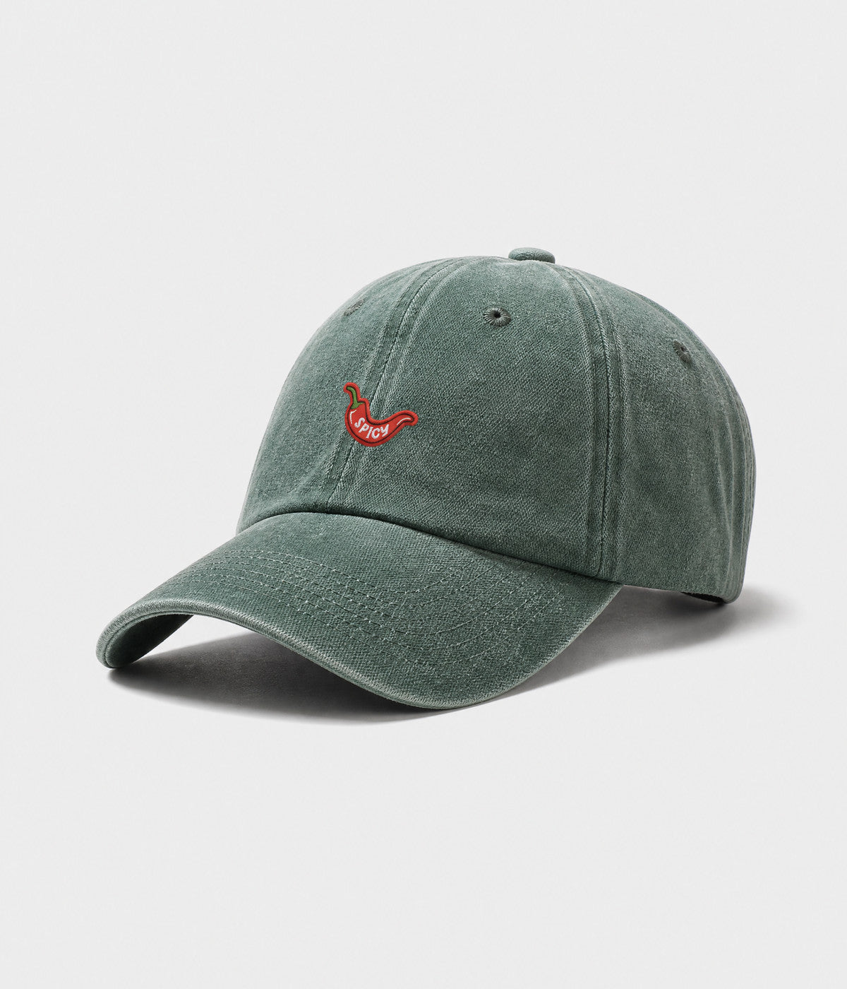 SPICY. washed cotton dad cap in GREEN, side view