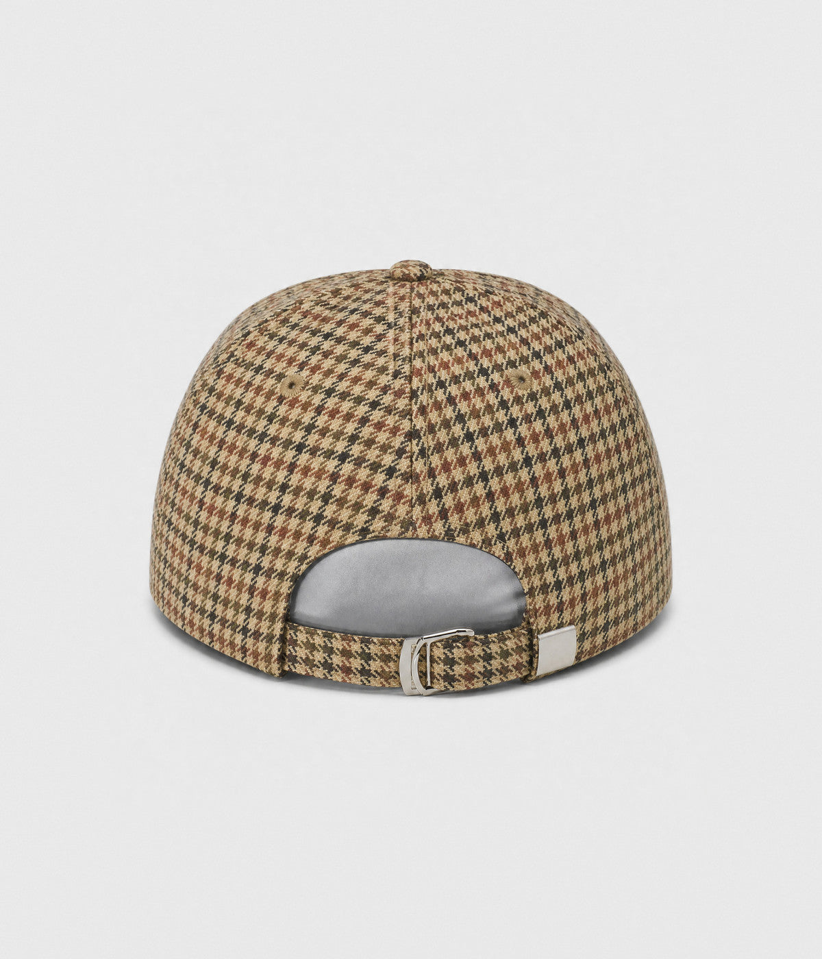 HOUNDSTOOTH. woven houndstooth check cap in khaki, back view