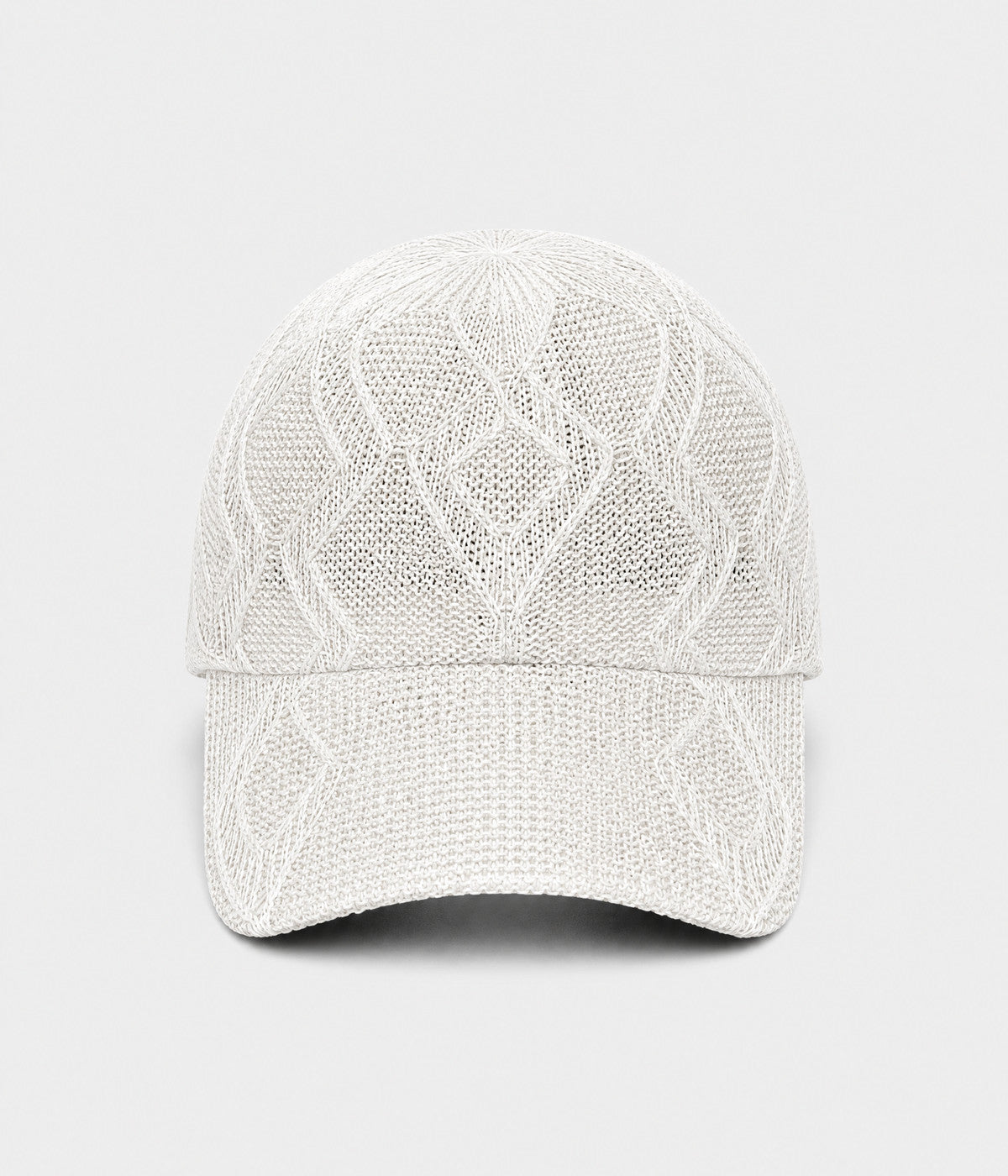 OPEN KNIT. open-knit lattice cap in white, front view