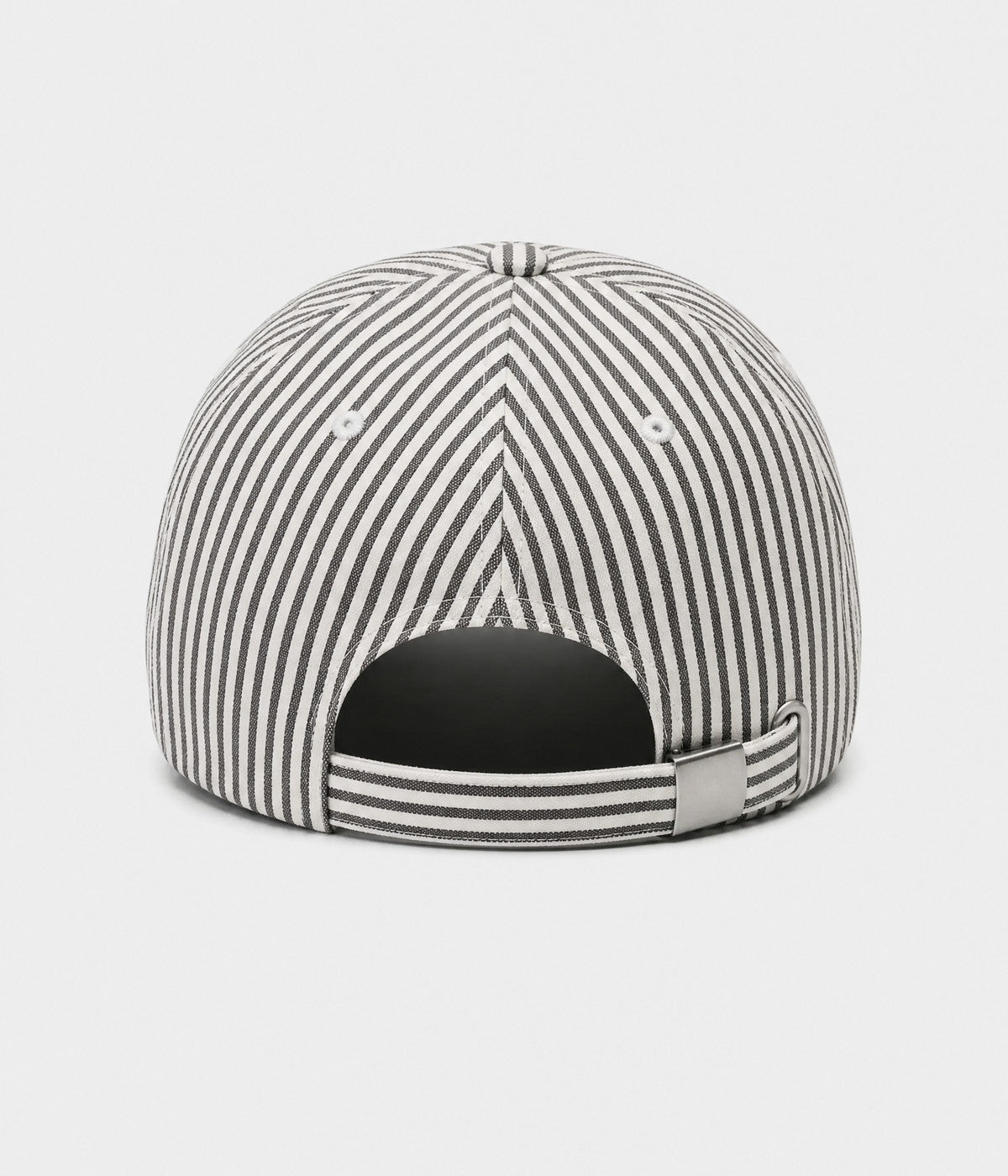 CANDY STRIPE. striped unstructured cap in BLACK, back view