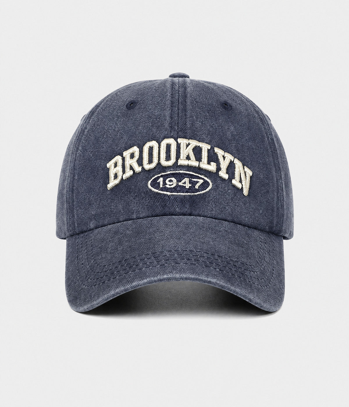 BROOKLYN 1947. washed cotton cap in NAVY, front view