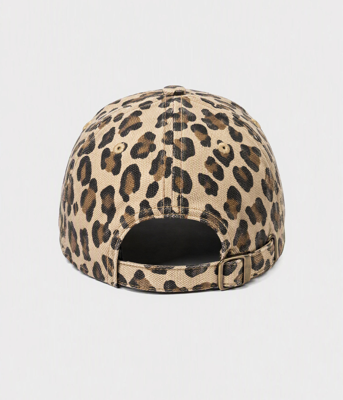 NY LEOPARD. leopard print cotton cap in KHAKI, back view