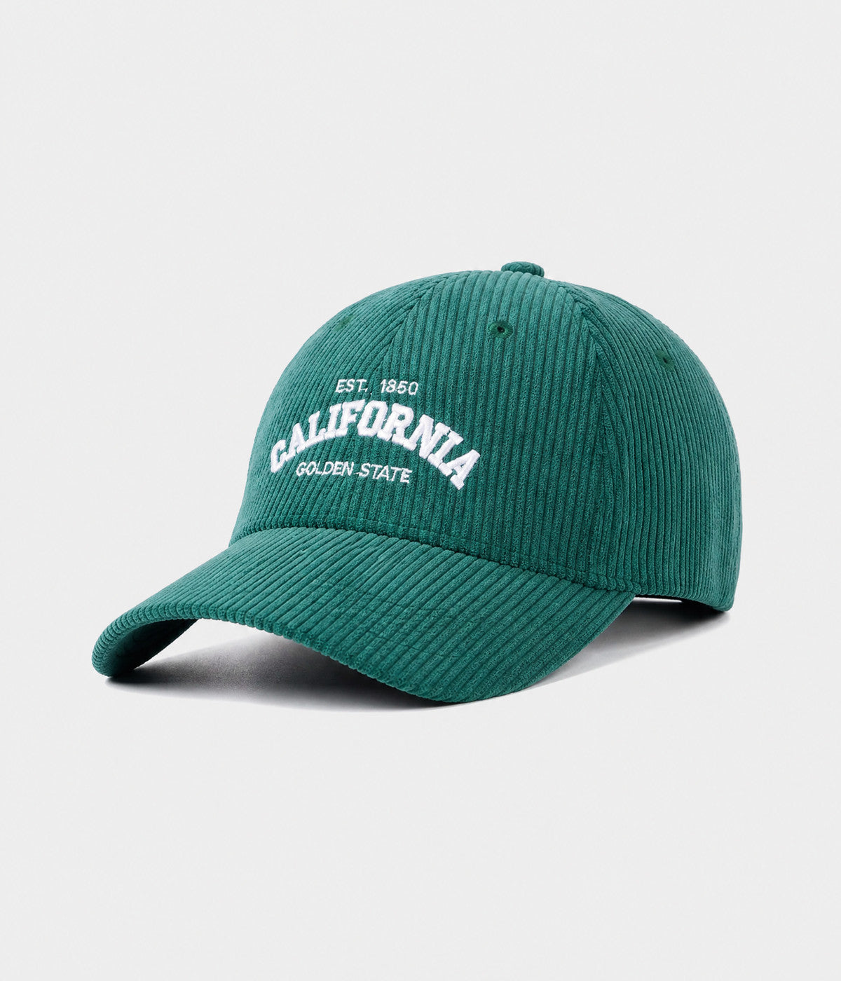 CALIFORNIA CORDUROY. corduroy cap in GREEN, side view