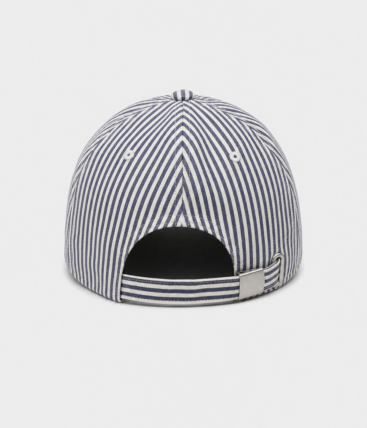 CANDY STRIPE. striped unstructured cap in NAVY, back view