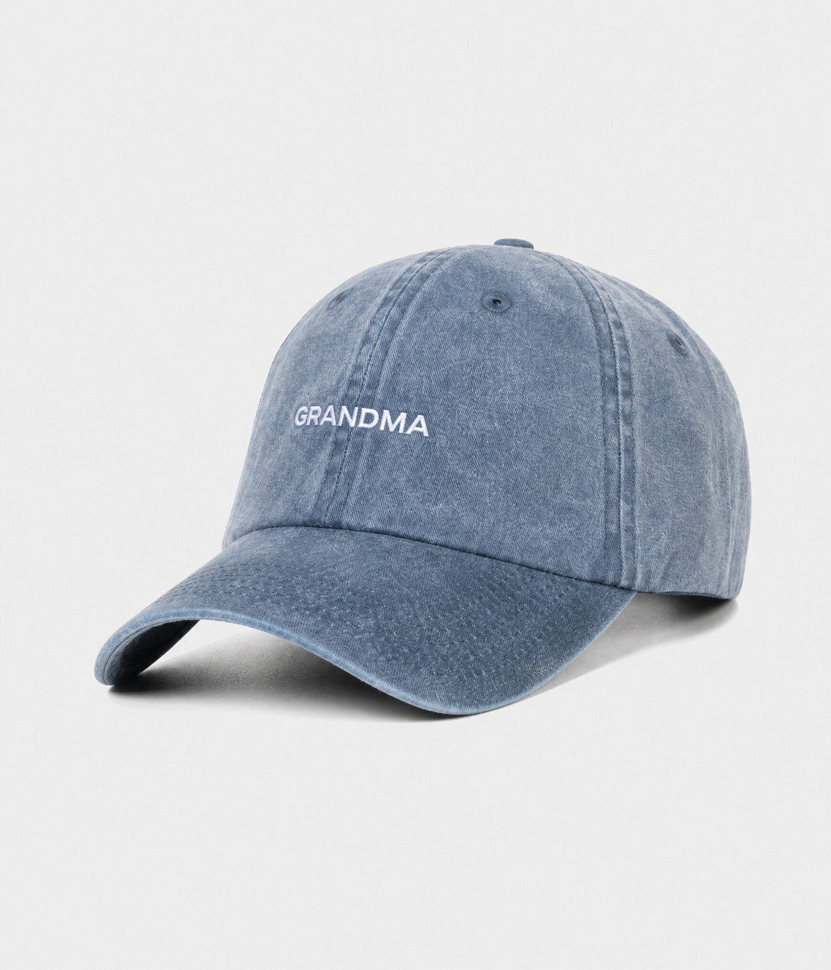 WASHED GRANDMA. washed cotton dad cap in NAVY, side view