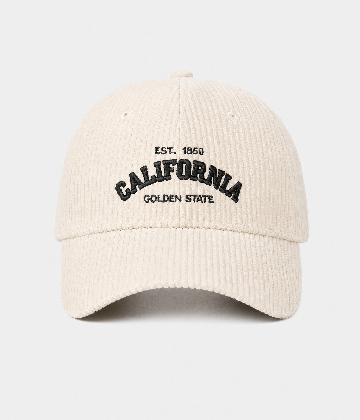 CALIFORNIA CORDUROY. corduroy cap in CREAM, front view