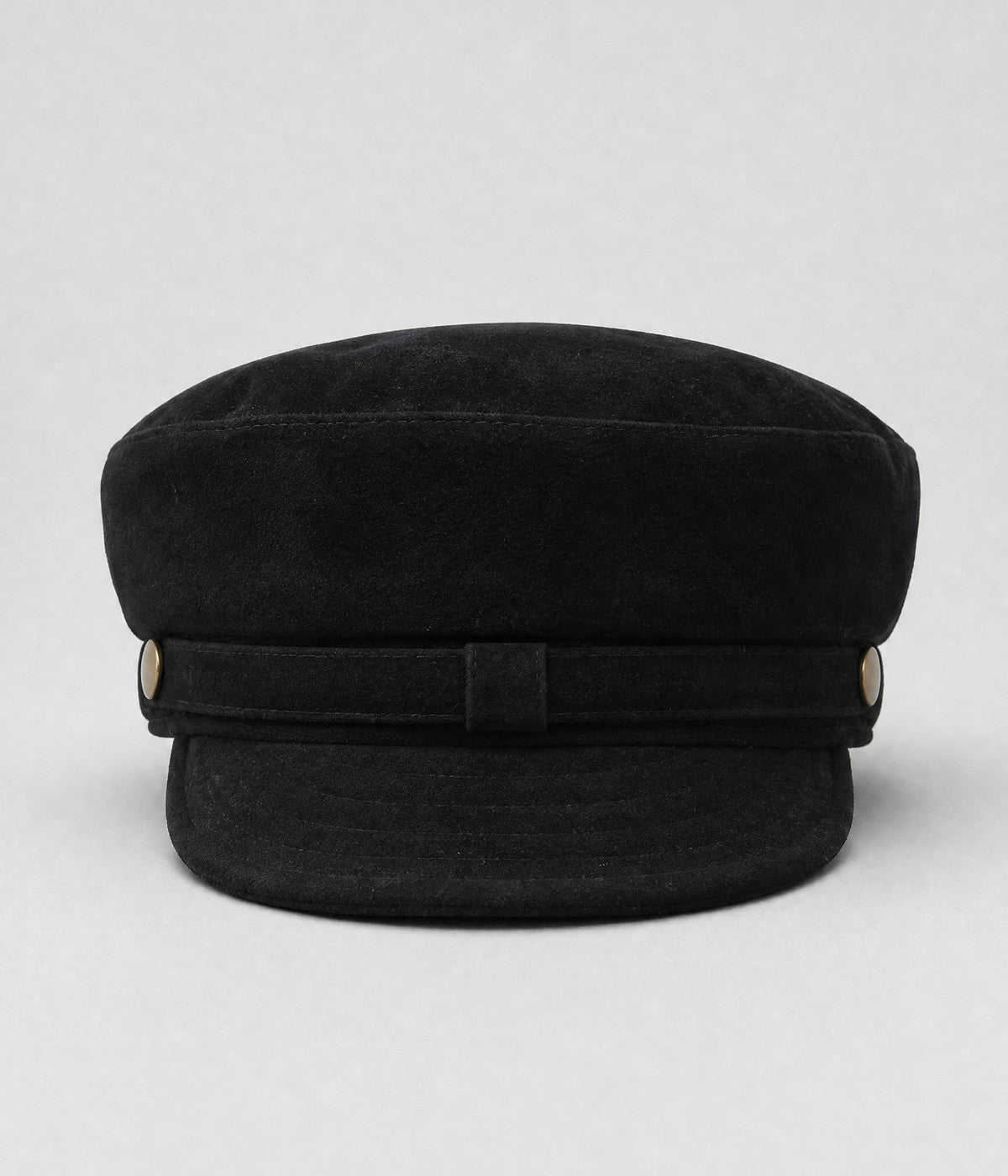 SUEDE SKIPPER. suede skipper cap in BLACK, front view