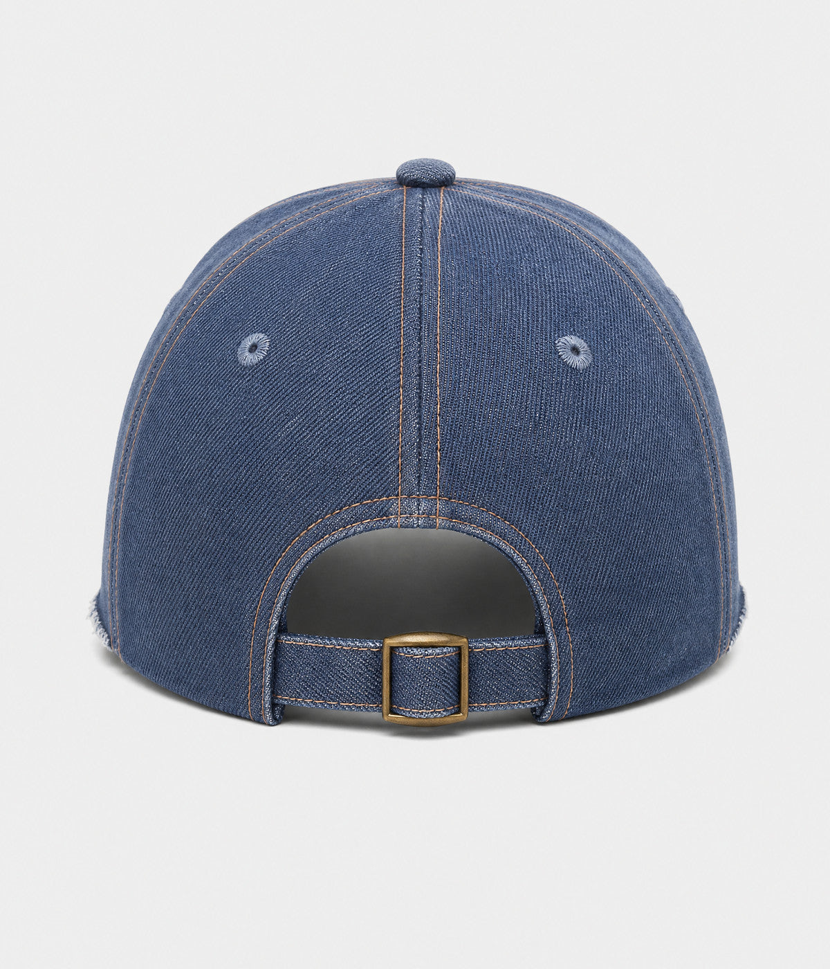 DENIM PLAID. washed denim cap in blue, back view