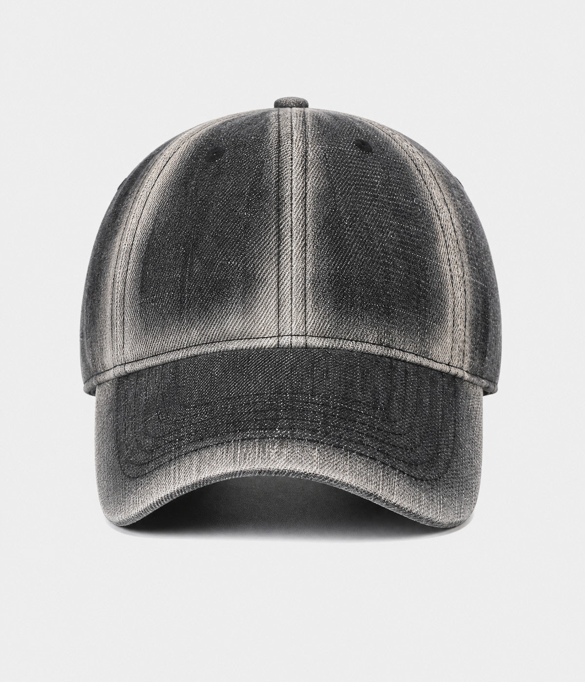 DENIM FADE. washed cotton cap in dark gray, front view