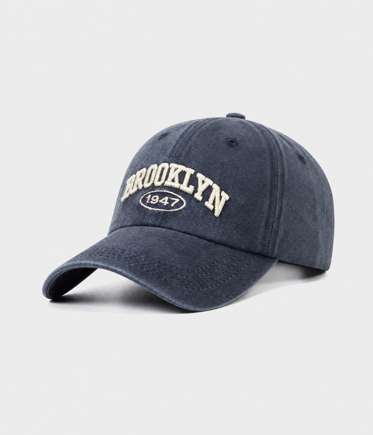 BROOKLYN 1947. washed cotton cap in NAVY, side view