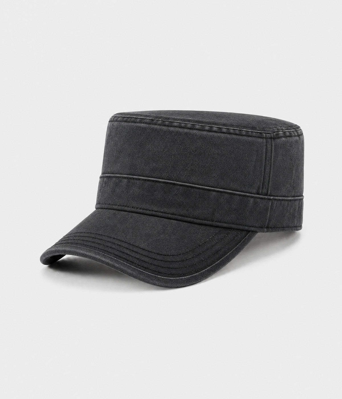 WASHED CADET. washed cotton cadet cap in BLACK, side view