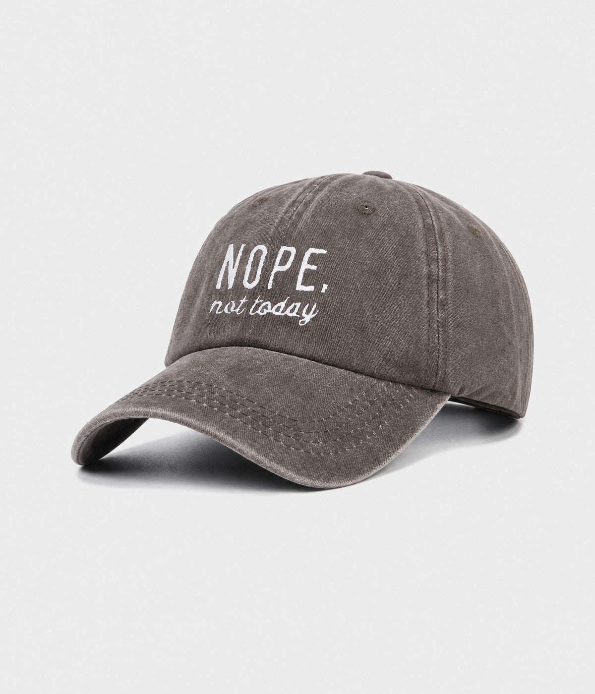 NOPE, NOT TODAY. washed cotton cap in COFFEE, side view