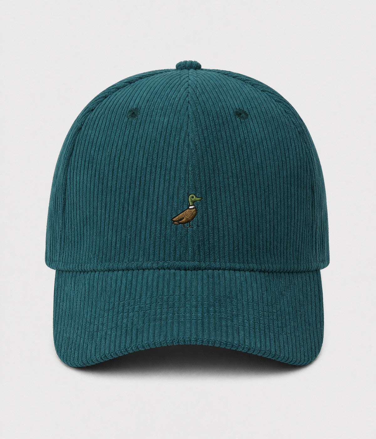 CORDUROY DUCK. cotton corduroy cap in GREEN, front view