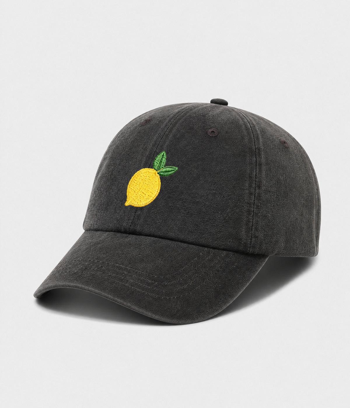 LEMON. washed cotton cap in BLACK, side view