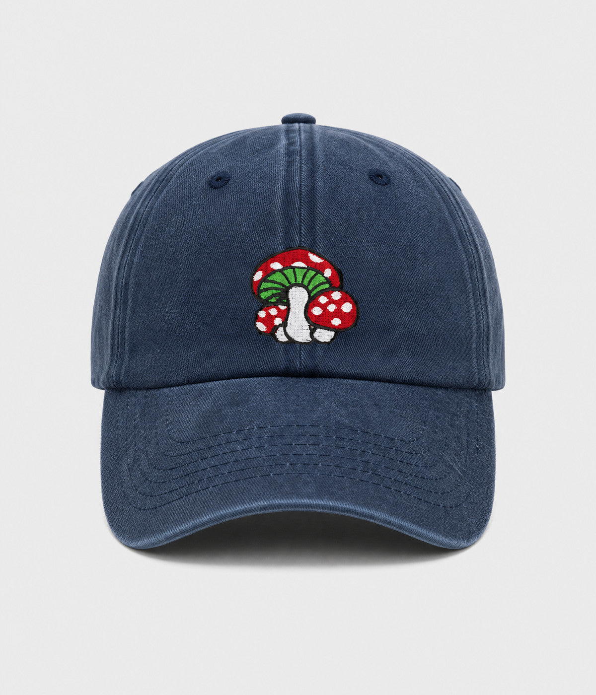 WASHED MUSHROOM. washed cotton cap in NAVY, front view