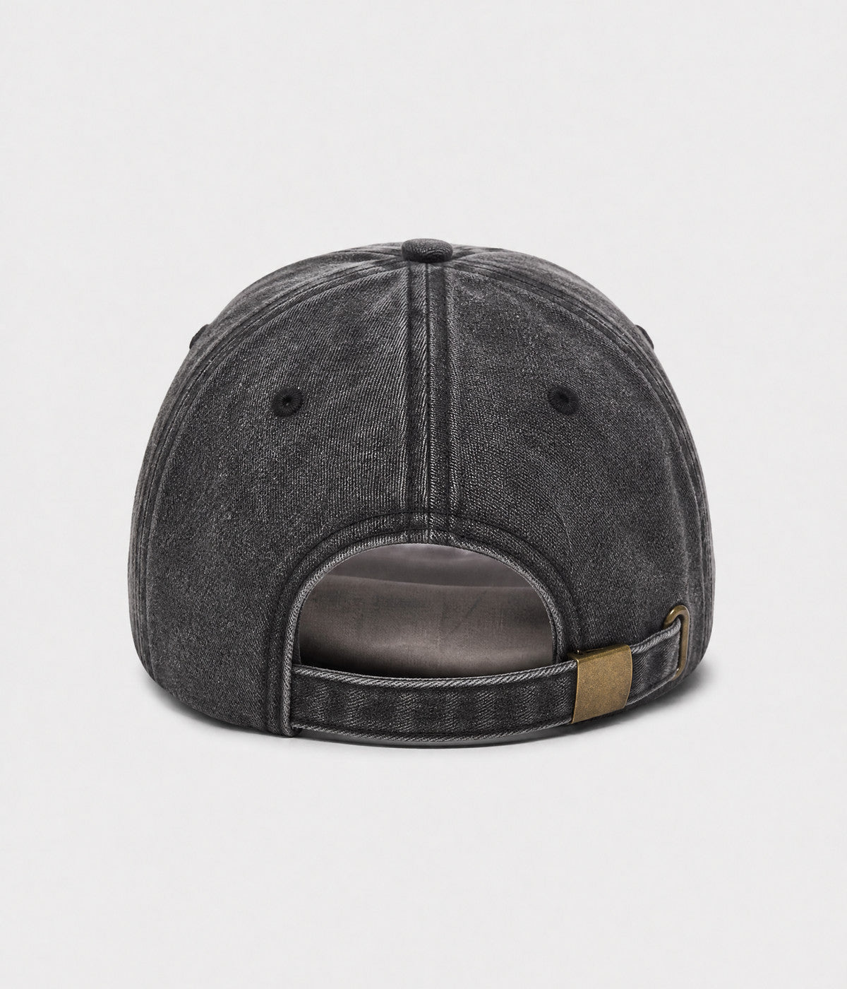 NEVER GIVE UP. washed distressed cotton dad cap in GRAY, back view