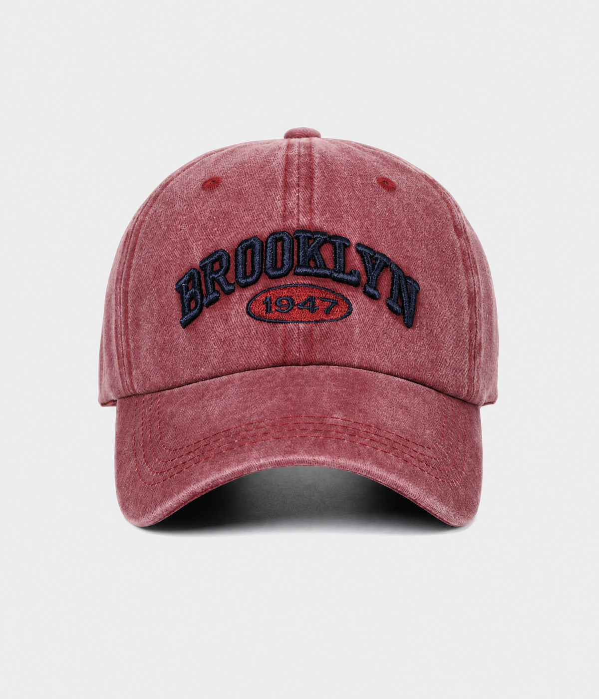 BROOKLYN 1947. washed cotton cap in RED, front view