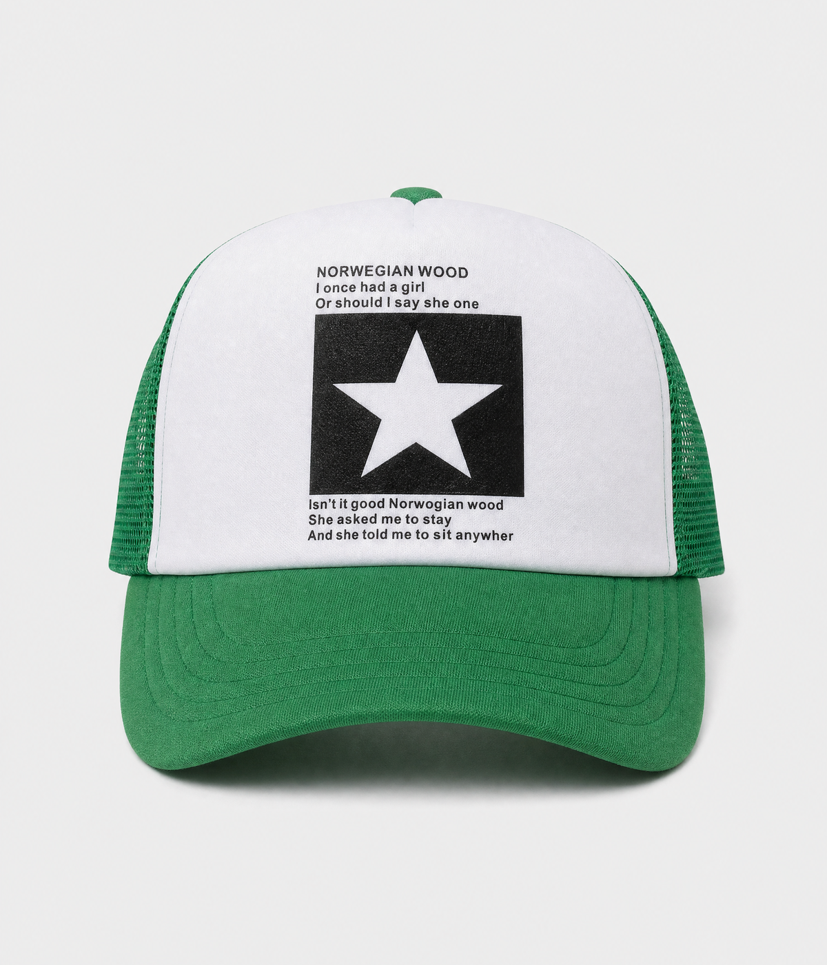 STAR TRUCKER. cotton-polyester trucker cap in green, front view