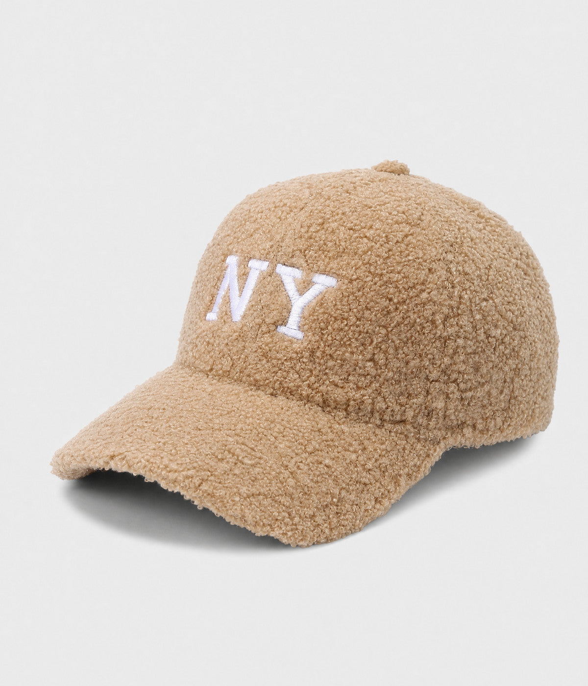 NY TEDDY. teddy plush cap in KHAKI, side view