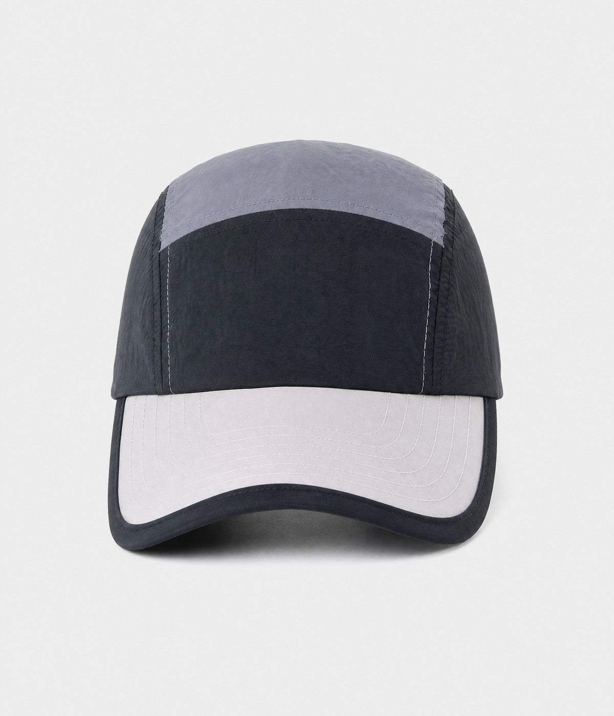 PATCHWORK CAMP. quick-dry patchwork cap in BLACK, front view