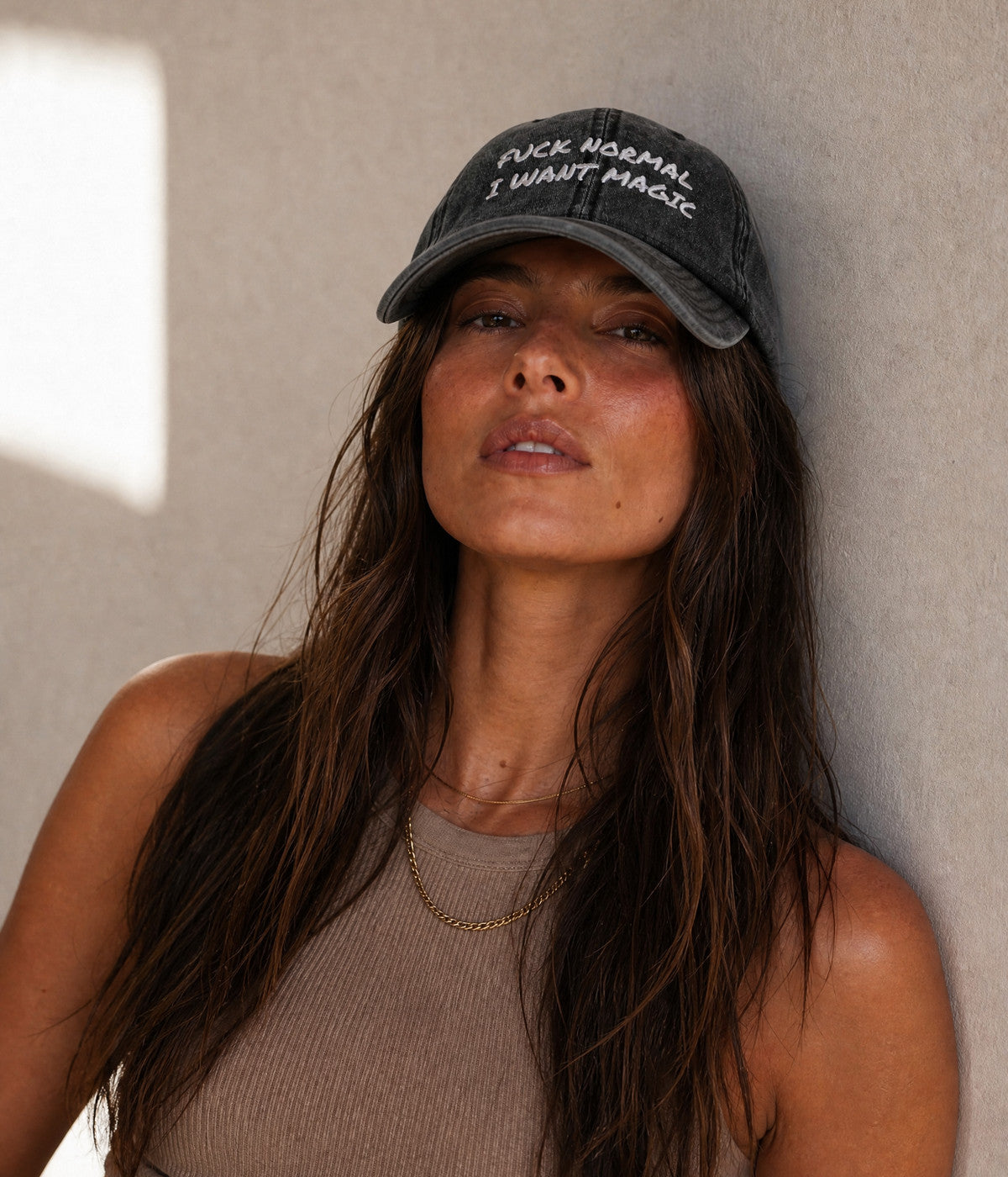 FUCK NORMAL CAP — Black worn