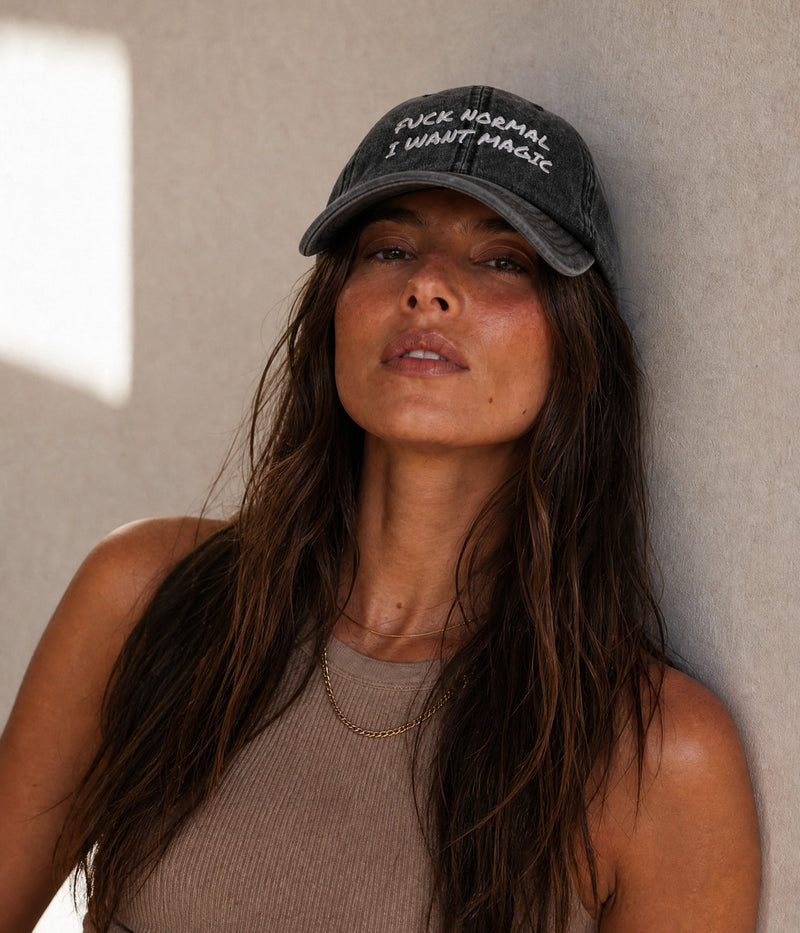 FUCK NORMAL CAP — Black worn