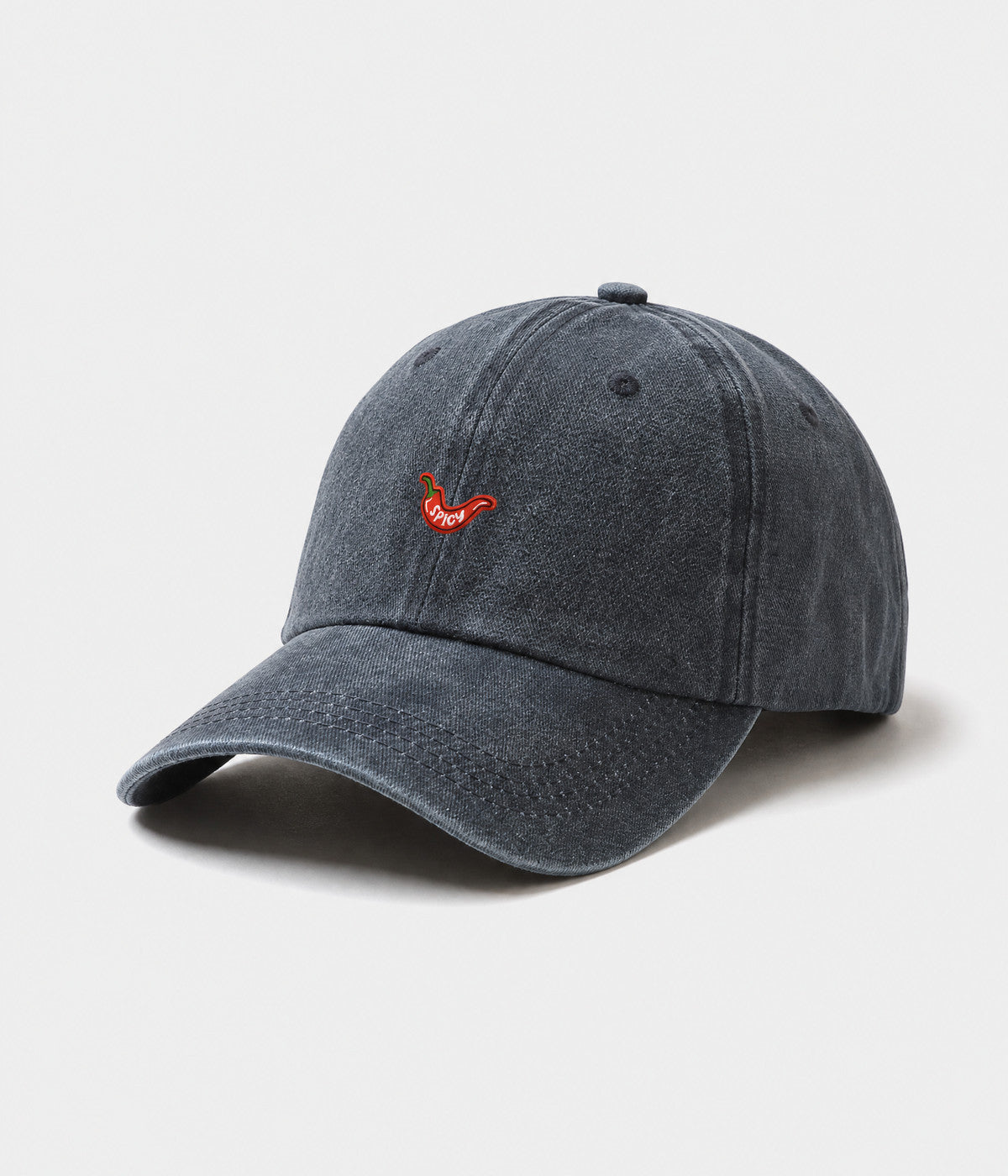 SPICY. washed cotton dad cap in NAVY, side view