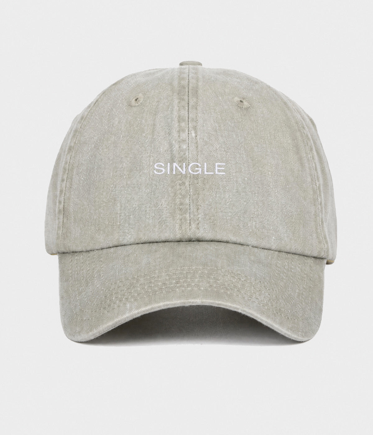WASHED SINGLE. washed cotton dad cap in GRAYISH SHEEN, front view